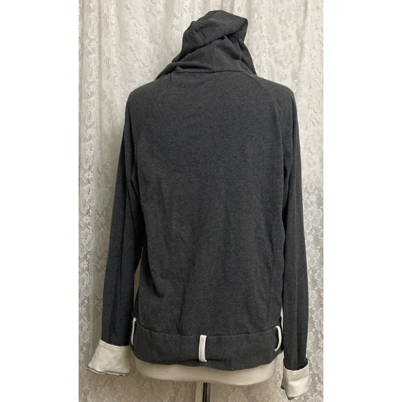 FUDA Women's Sport Hoody Active Wear Grey Yoga Sweeter Zip up Size M - Picture 3 of 9